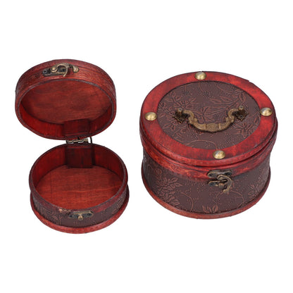 2Pcs Classical Jewelry Box with Buckle Cylinder Shape Antique Storage Case for Necklace Bracelet V1294-YM0523-3115210209111
