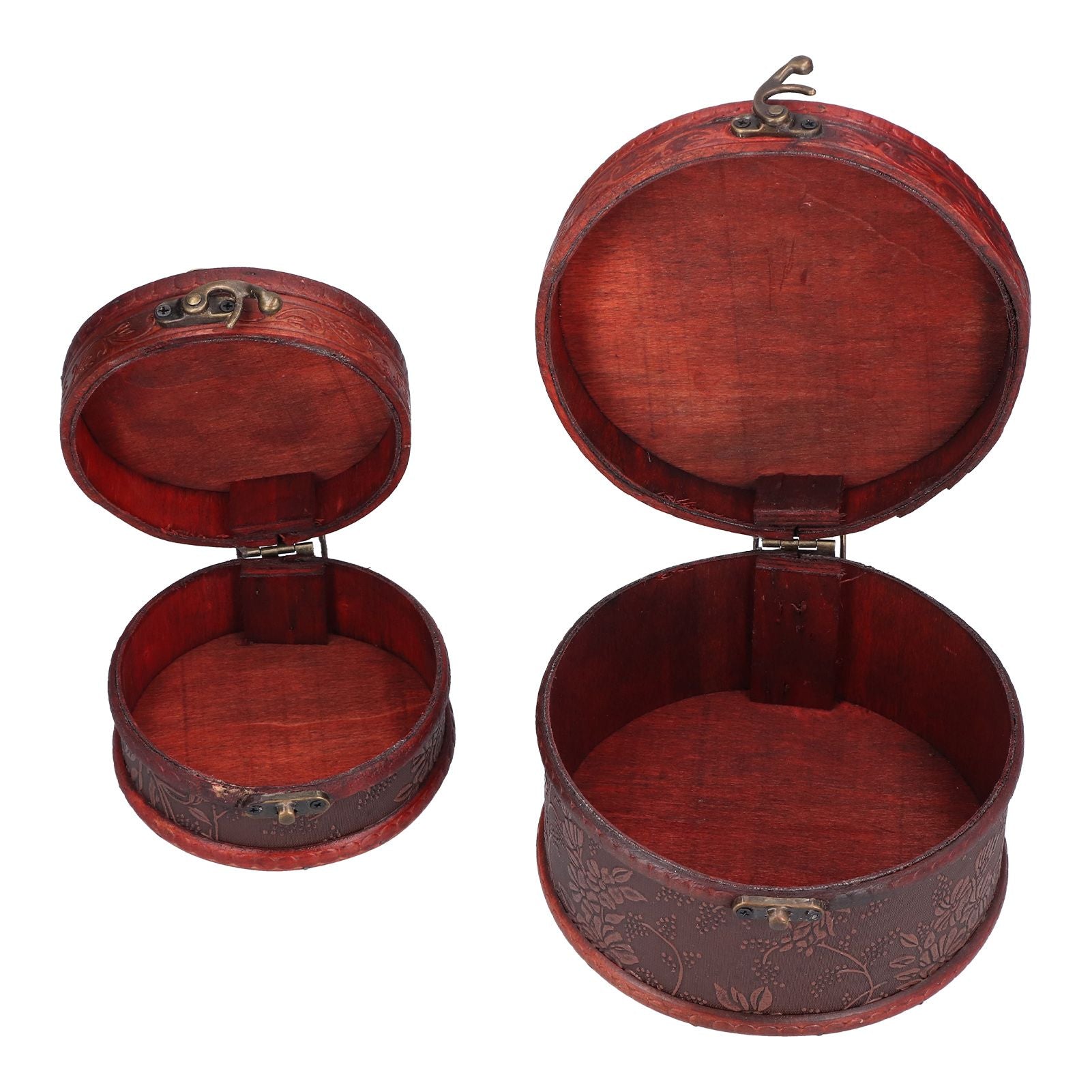 2Pcs Classical Jewelry Box with Buckle Cylinder Shape Antique Storage Case for Necklace Bracelet V1294-YM0523-3115210209111