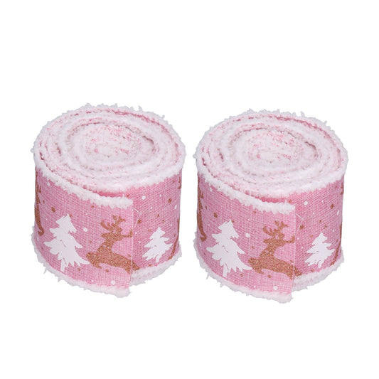 2 Rolls Christmas Ribbon 5m Wired Edge Ribbon DIY Gift Wrapping Craft Ribbon for Home Festival Decoration V1294-YM0523-3115210209311