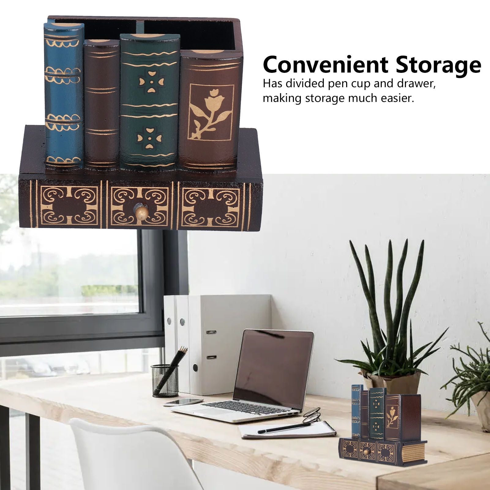 Retro Style Pencil Holder Pen Cup Desktop Storage Organizer Decoration for Home Office V1294-YM0523-3115210210111