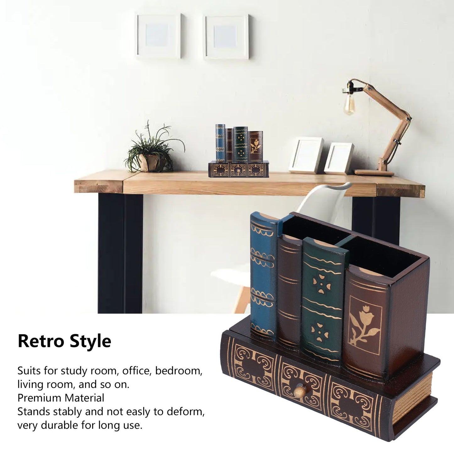 Retro Style Pencil Holder Pen Cup Desktop Storage Organizer Decoration for Home Office V1294-YM0523-3115210210111