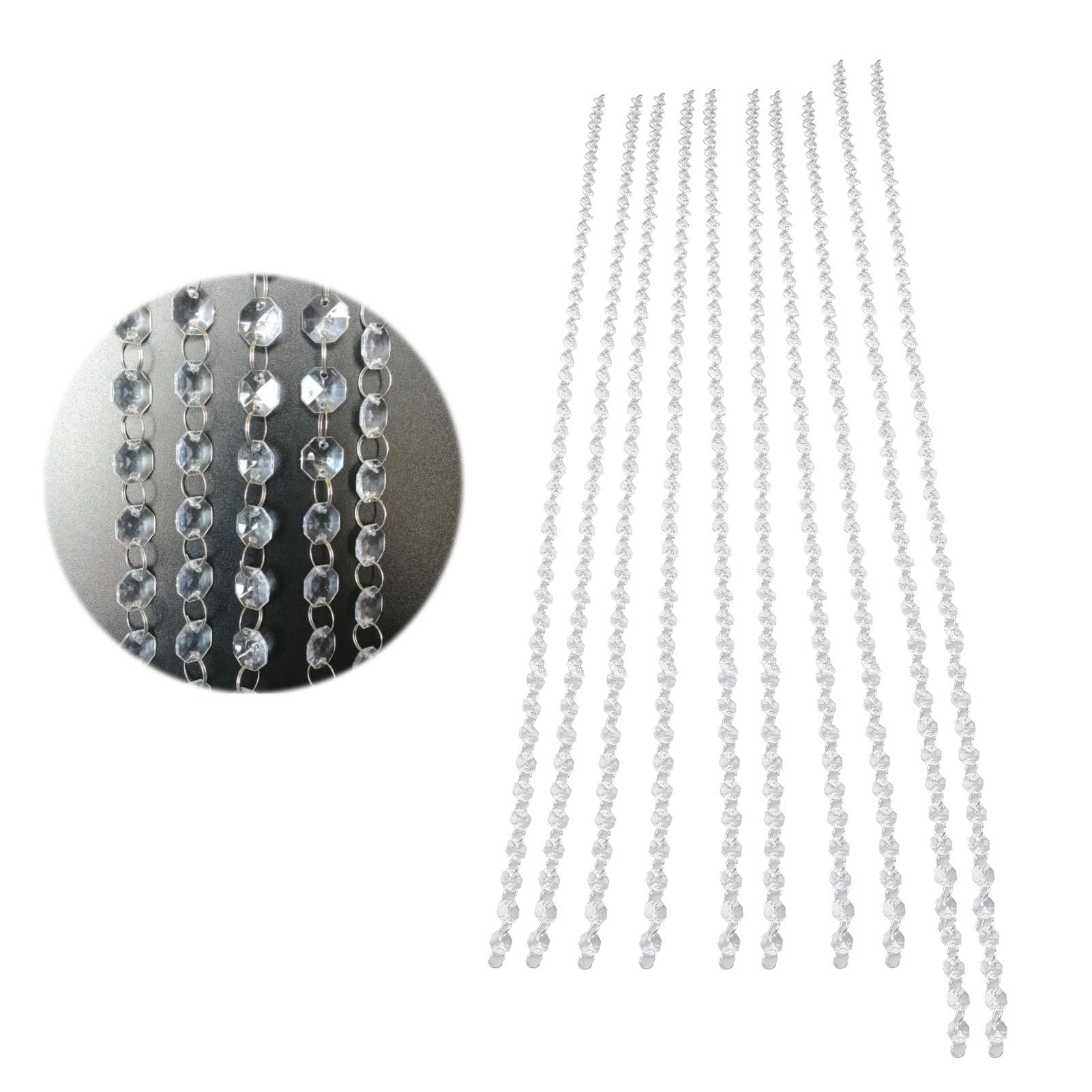 14mm Octagonal Bead String Acrylic Crystal Pearl Chains for Birthday Wedding PartyTransparent 10 Strips V1294-YM0523-3115210212411