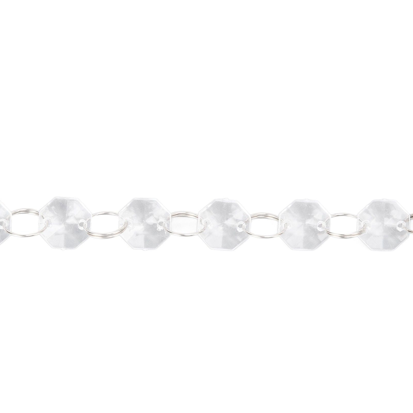 14mm Octagonal Bead String Acrylic Crystal Pearl Chains for Birthday Wedding PartyTransparent 10 Strips V1294-YM0523-3115210212411