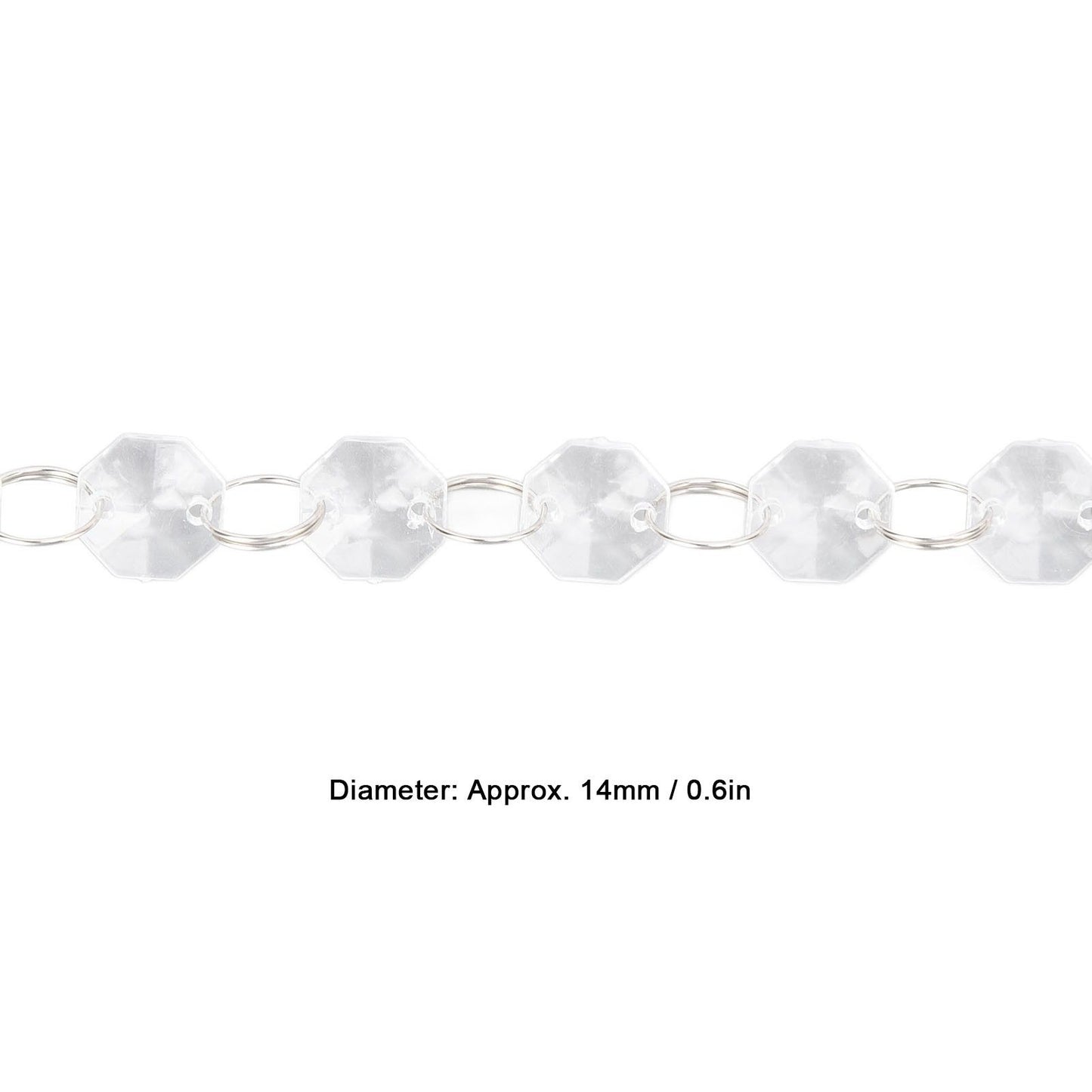 14mm Octagonal Bead String Acrylic Crystal Pearl Chains for Birthday Wedding PartyTransparent 10 Strips V1294-YM0523-3115210212411