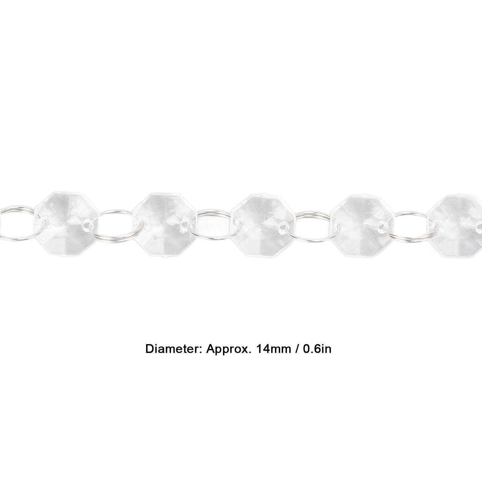 14mm Octagonal Bead String Acrylic Crystal Pearl Chains for Birthday Wedding PartyTransparent 10 Strips V1294-YM0523-3115210212411