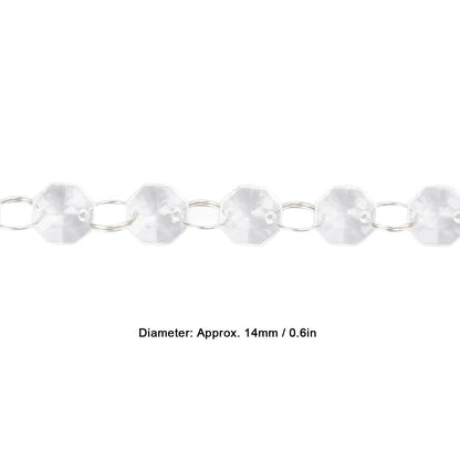 14mm Octagonal Bead String Acrylic Crystal Pearl Chains for Birthday Wedding PartyTransparent 10 Strips V1294-YM0523-3115210212411
