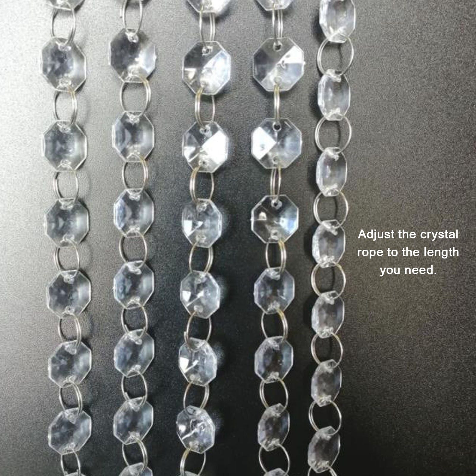 14mm Octagonal Bead String Acrylic Crystal Pearl Chains for Birthday Wedding PartyTransparent 10 Strips V1294-YM0523-3115210212411