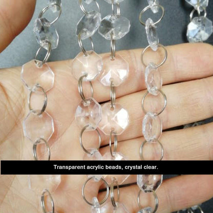 14mm Octagonal Bead String Acrylic Crystal Pearl Chains for Birthday Wedding PartyTransparent 10 Strips V1294-YM0523-3115210212411