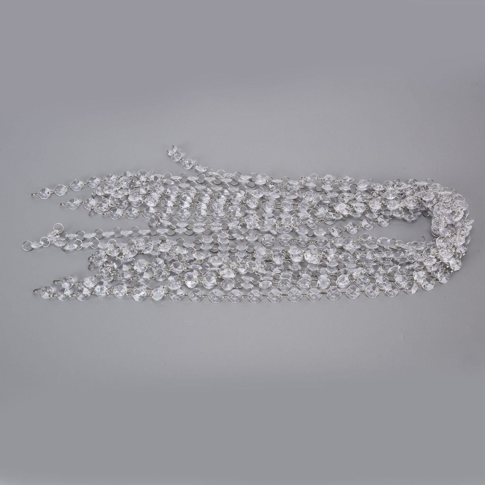 14mm Octagonal Bead String Acrylic Crystal Pearl Chains for Birthday Wedding PartyTransparent 10 Strips V1294-YM0523-3115210212411