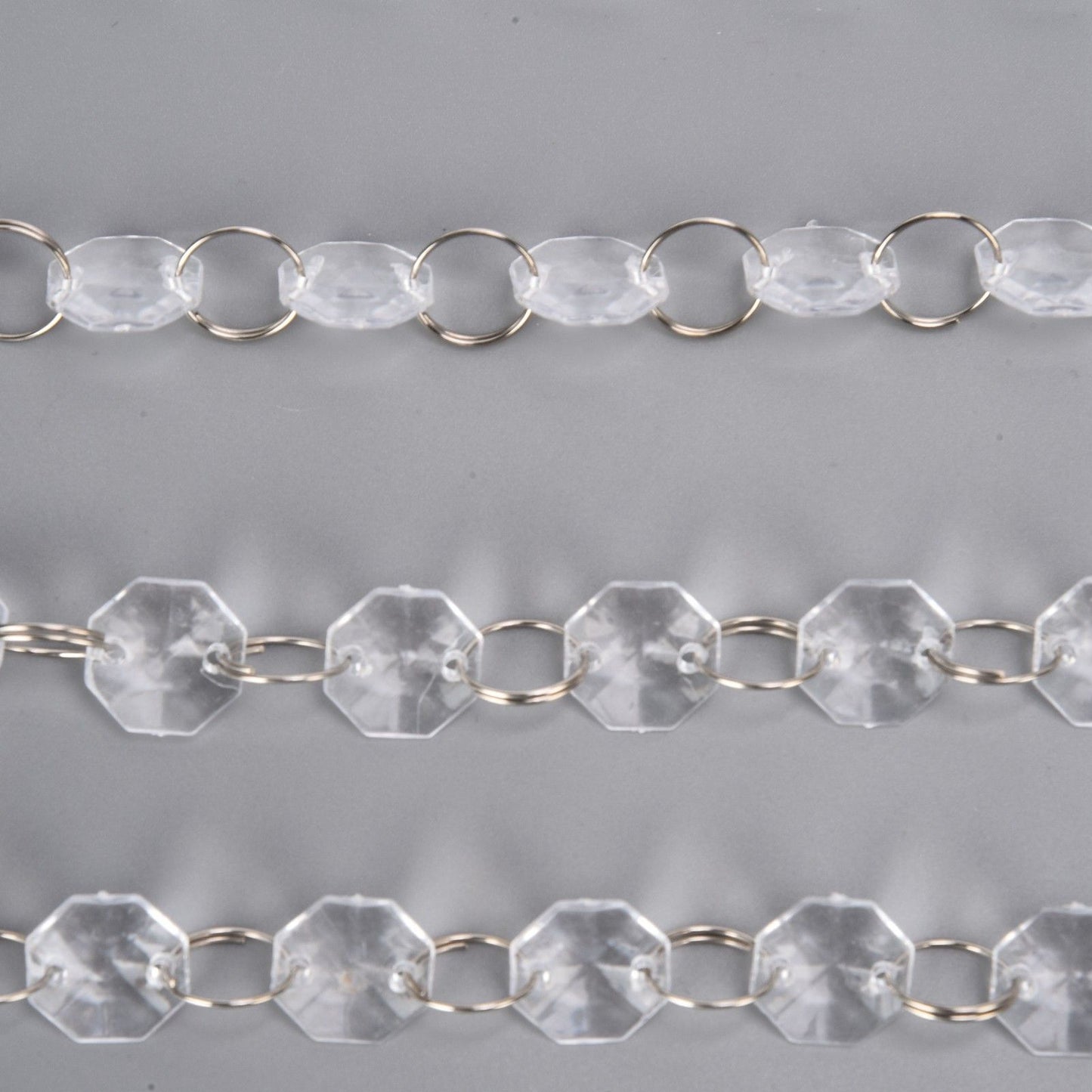 14mm Octagonal Bead String Acrylic Crystal Pearl Chains for Birthday Wedding PartyTransparent 10 Strips V1294-YM0523-3115210212411