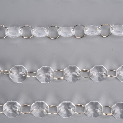 14mm Octagonal Bead String Acrylic Crystal Pearl Chains for Birthday Wedding PartyTransparent 10 Strips V1294-YM0523-3115210212411