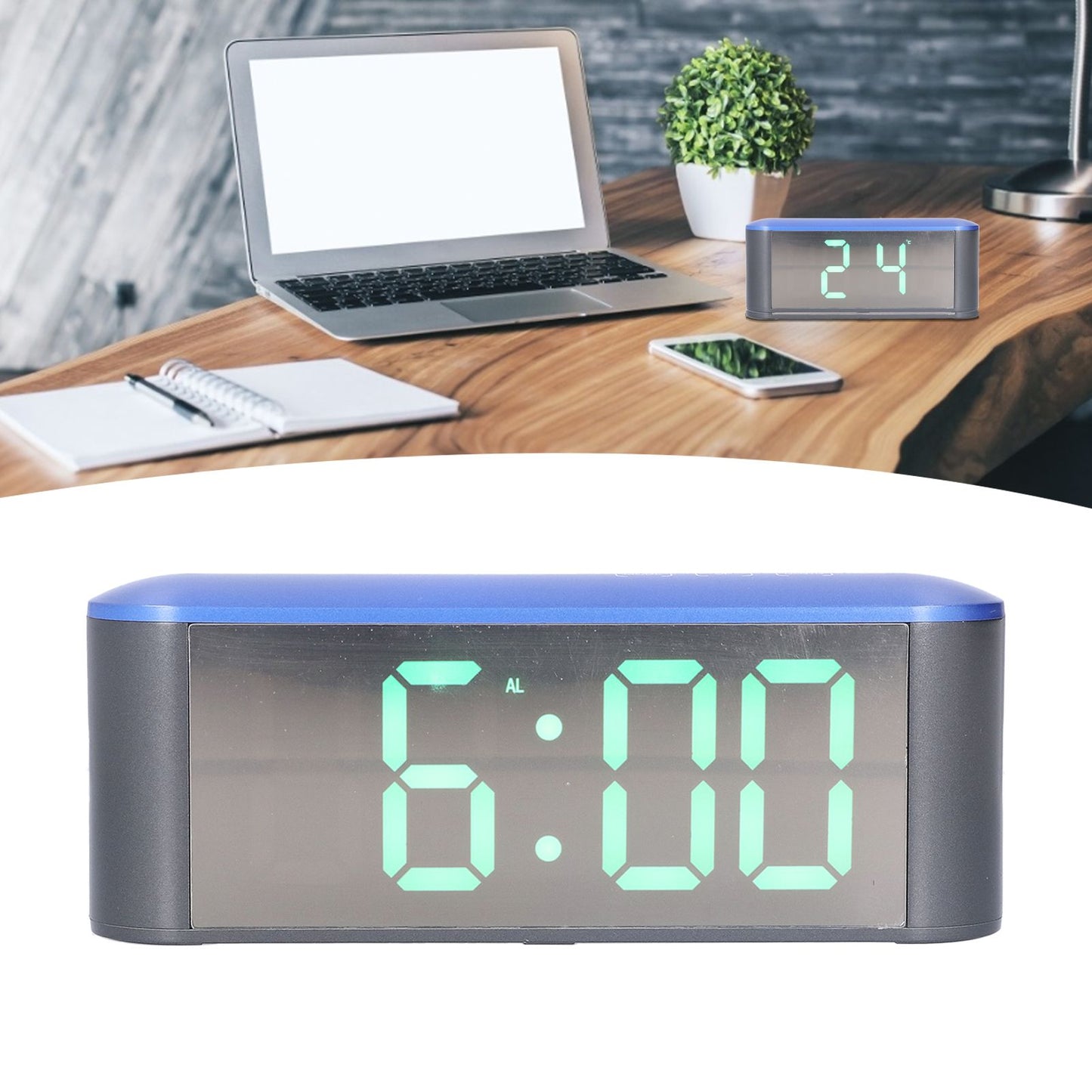 Digital Alarm Clock Stylish Exquisite LED Large Display Electronic Household Desktop ClockGreen V1294-YM0523-3115210212713