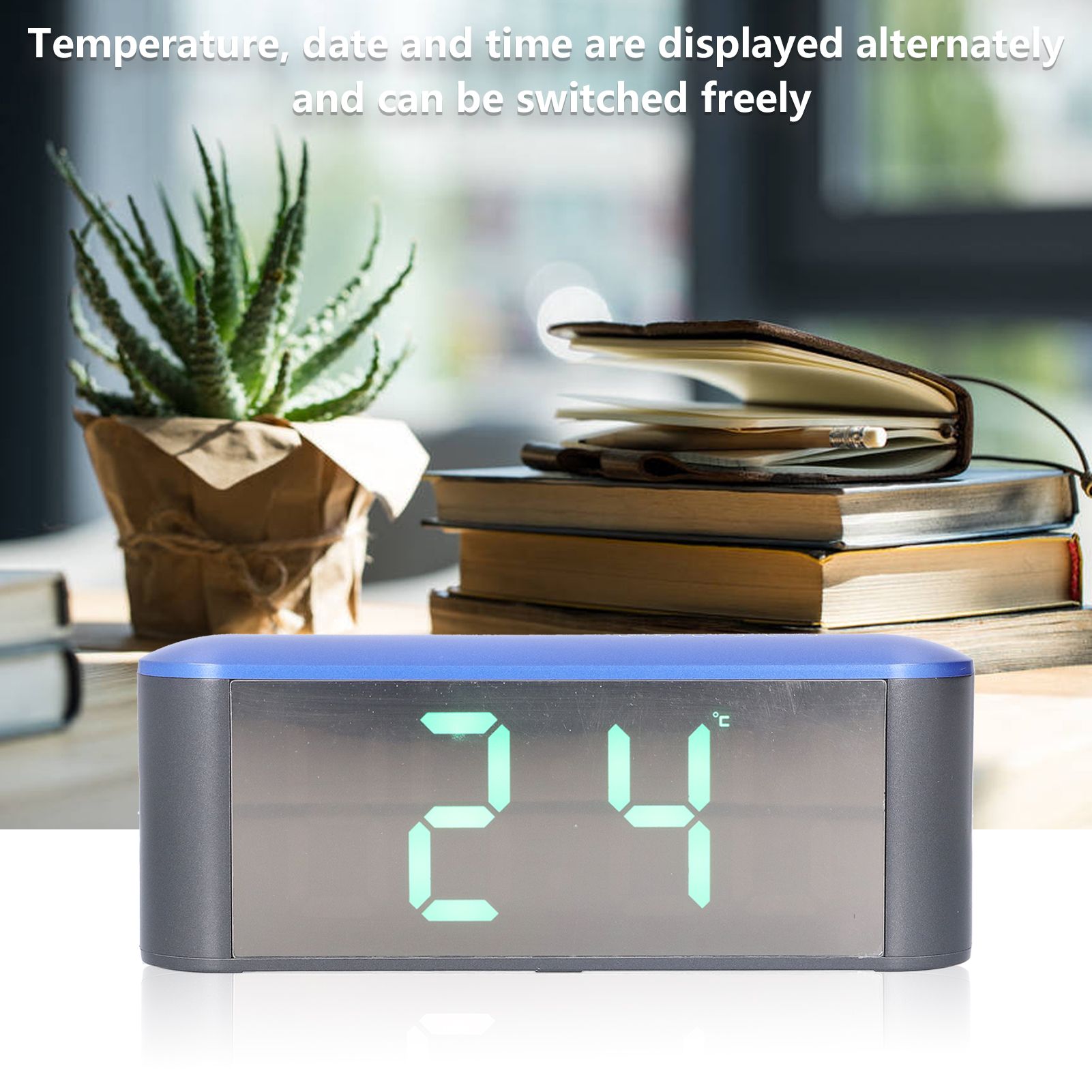 Digital Alarm Clock Stylish Exquisite LED Large Display Electronic Household Desktop ClockGreen V1294-YM0523-3115210212713
