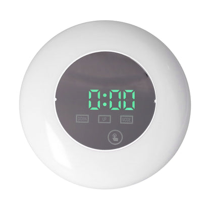 LED Digital Alarm Clock Mirror Clock Thermometer Clock 7 Color Electronic Clock for Bedroom OfficeGreen Word V1294-YM0523-3115210213011