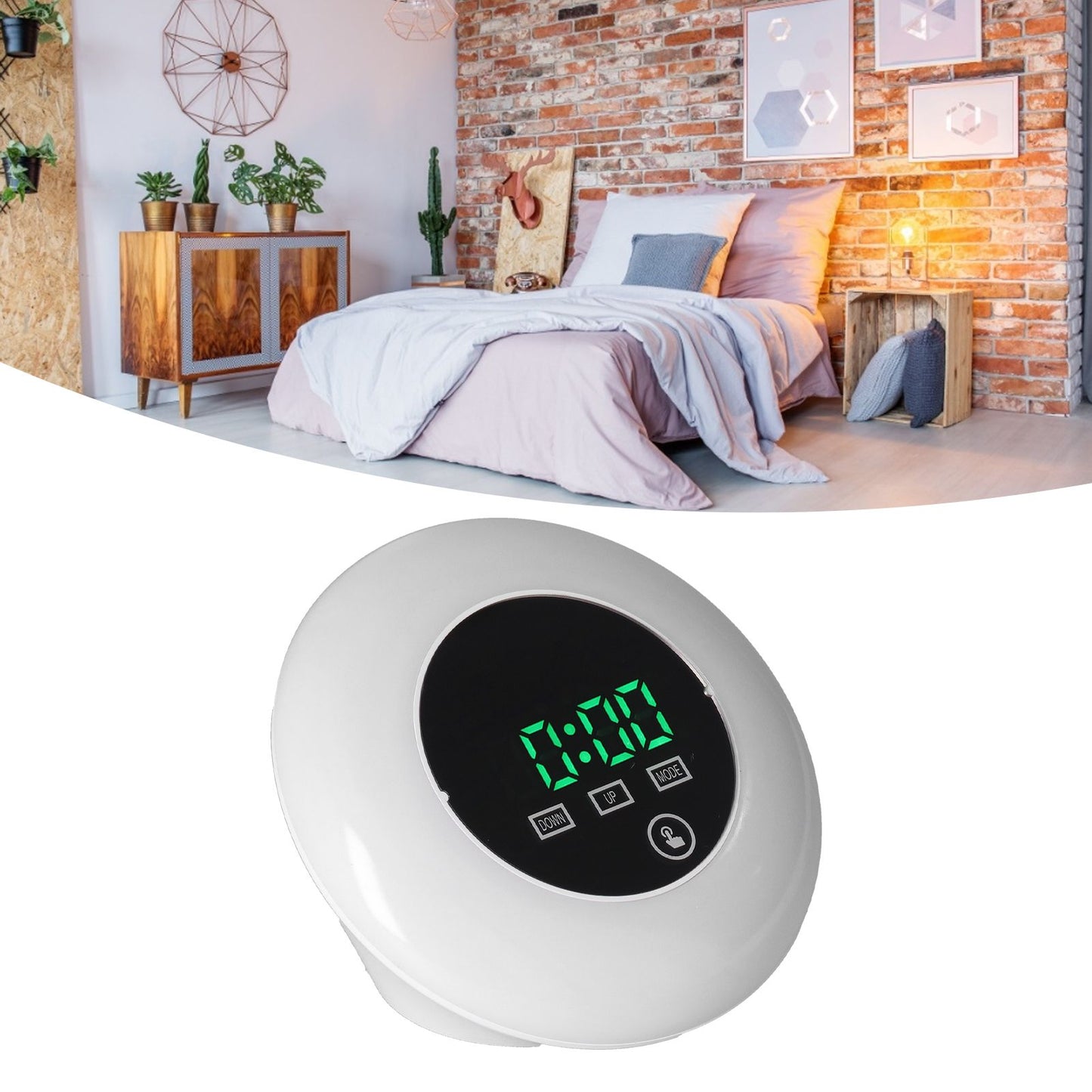 LED Digital Alarm Clock Mirror Clock Thermometer Clock 7 Color Electronic Clock for Bedroom OfficeGreen Word V1294-YM0523-3115210213011