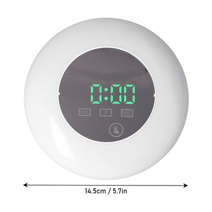 LED Digital Alarm Clock Mirror Clock Thermometer Clock 7 Color Electronic Clock for Bedroom OfficeGreen Word V1294-YM0523-3115210213011