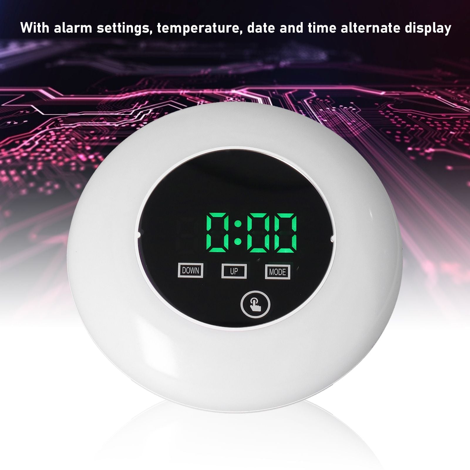 LED Digital Alarm Clock Mirror Clock Thermometer Clock 7 Color Electronic Clock for Bedroom OfficeGreen Word V1294-YM0523-3115210213011