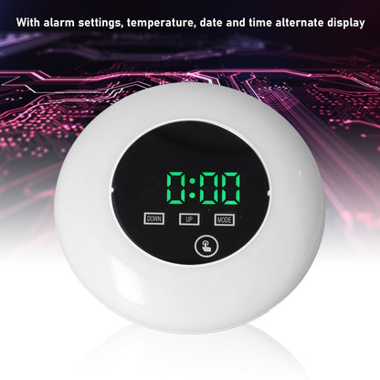 LED Digital Alarm Clock Mirror Clock Thermometer Clock 7 Color Electronic Clock for Bedroom OfficeGreen Word V1294-YM0523-3115210213011