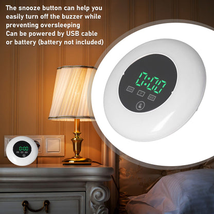 LED Digital Alarm Clock Mirror Clock Thermometer Clock 7 Color Electronic Clock for Bedroom OfficeGreen Word V1294-YM0523-3115210213011