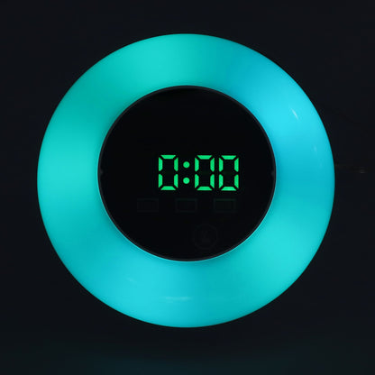 LED Digital Alarm Clock Mirror Clock Thermometer Clock 7 Color Electronic Clock for Bedroom OfficeGreen Word V1294-YM0523-3115210213011