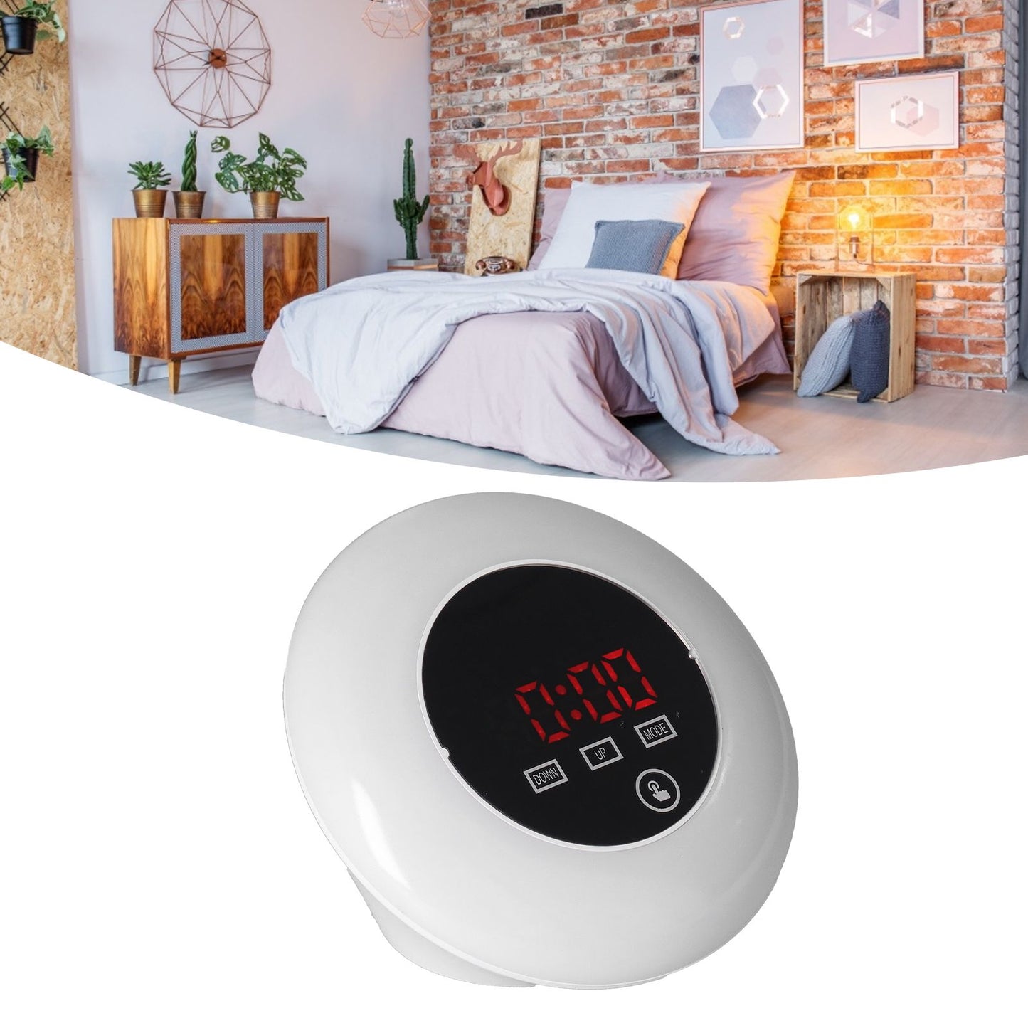 LED Digital Alarm Clock Mirror Clock Thermometer Clock 7 Color Electronic Clock for Bedroom OfficeRed Word V1294-YM0523-3115210213012
