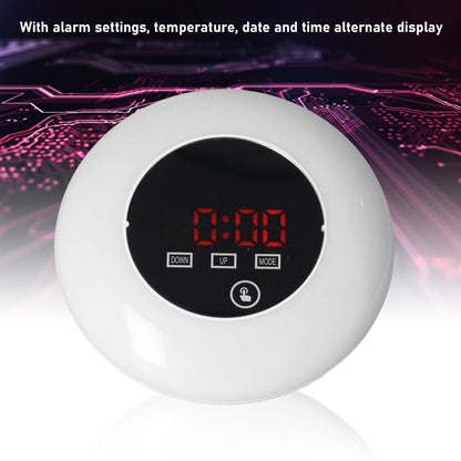 LED Digital Alarm Clock Mirror Clock Thermometer Clock 7 Color Electronic Clock for Bedroom OfficeRed Word V1294-YM0523-3115210213012