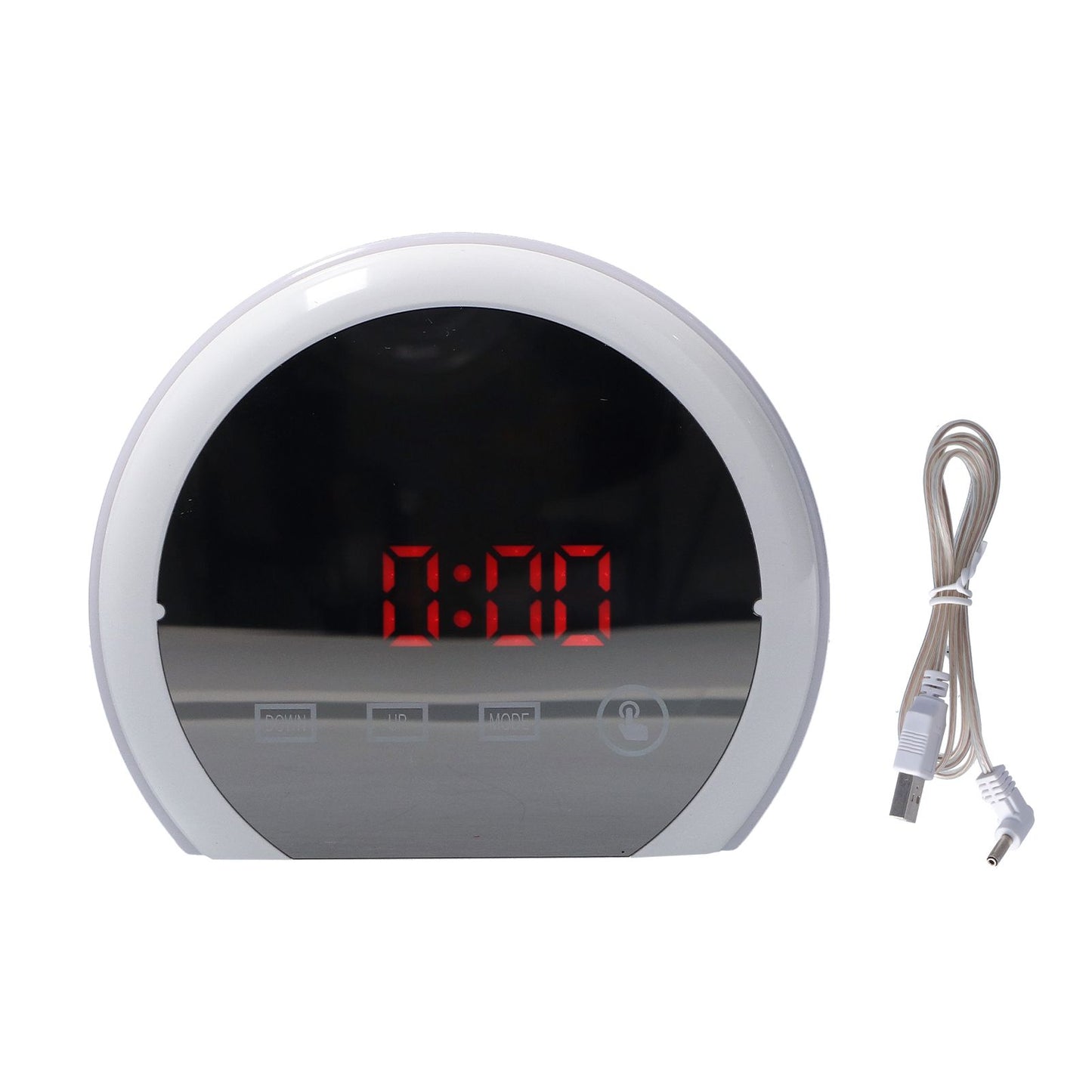 Digital LED Mirror Clock with 7 Color Lighting Snooze Alarm Clock Temperature Date Time DisplayRed Word V1294-YM0523-3115210213112