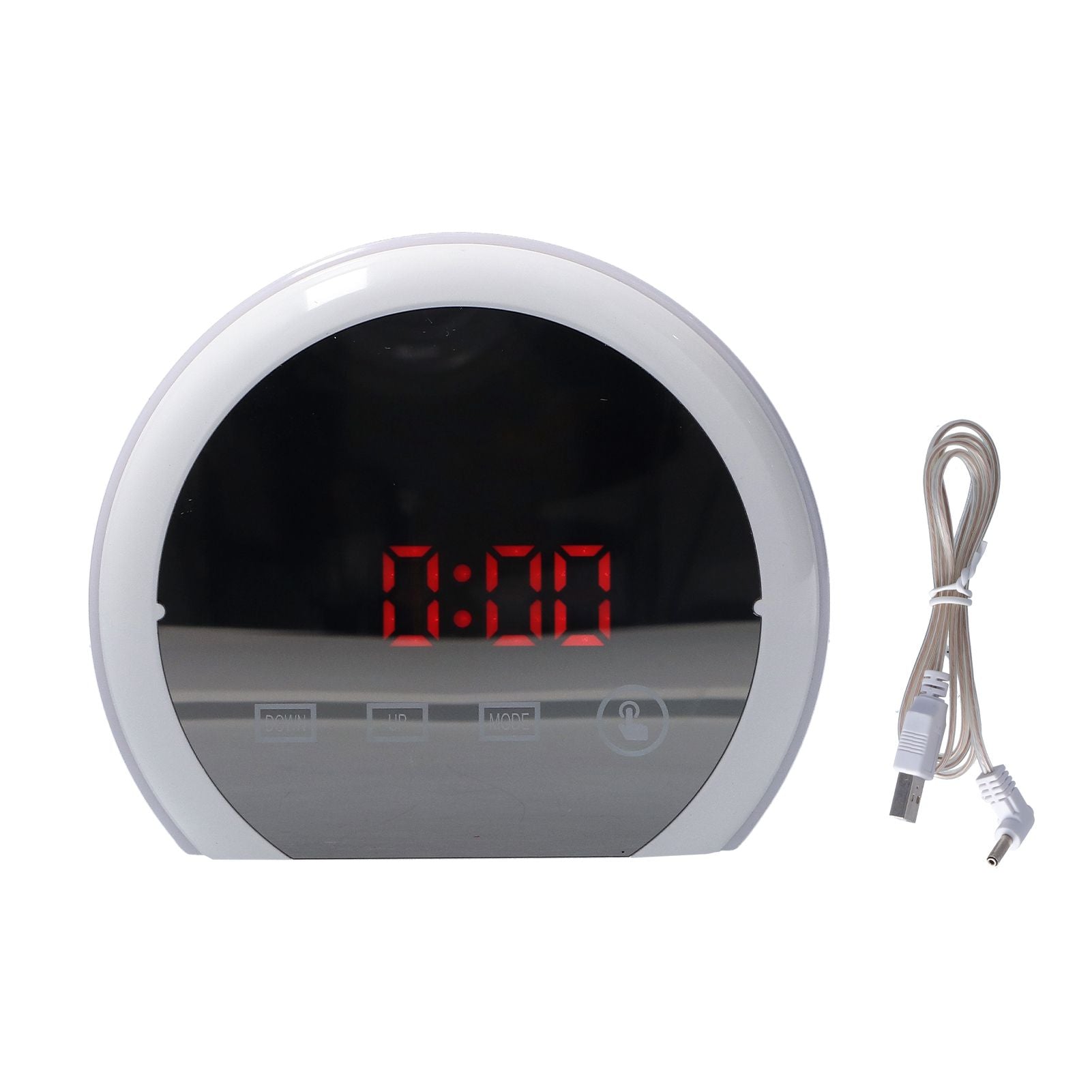 Digital LED Mirror Clock with 7 Color Lighting Snooze Alarm Clock Temperature Date Time DisplayRed Word V1294-YM0523-3115210213112