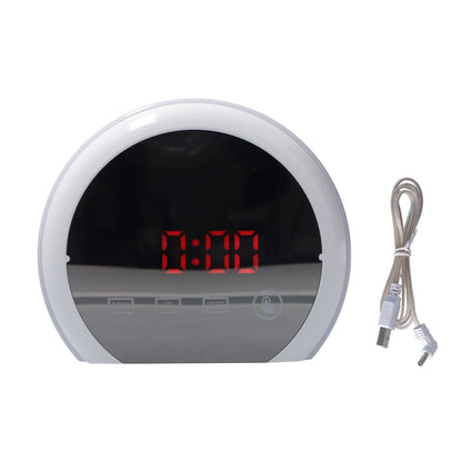 Digital LED Mirror Clock with 7 Color Lighting Snooze Alarm Clock Temperature Date Time DisplayRed Word V1294-YM0523-3115210213112
