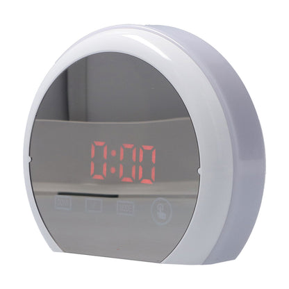 Digital LED Mirror Clock with 7 Color Lighting Snooze Alarm Clock Temperature Date Time DisplayRed Word V1294-YM0523-3115210213112