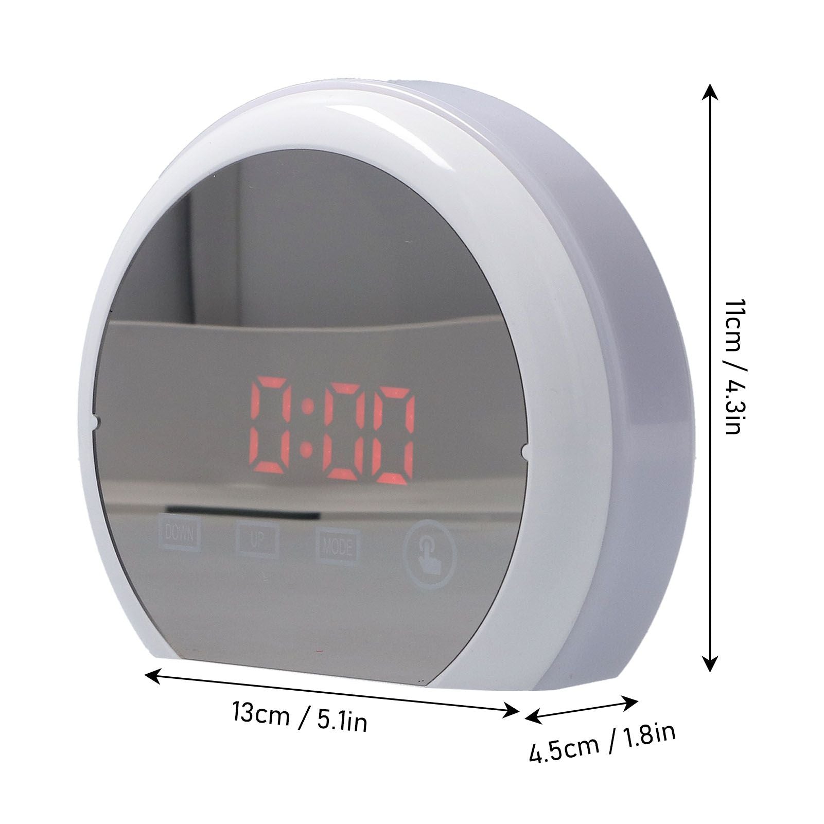 Digital LED Mirror Clock with 7 Color Lighting Snooze Alarm Clock Temperature Date Time DisplayRed Word V1294-YM0523-3115210213112