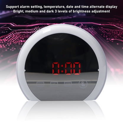 Digital LED Mirror Clock with 7 Color Lighting Snooze Alarm Clock Temperature Date Time DisplayRed Word V1294-YM0523-3115210213112