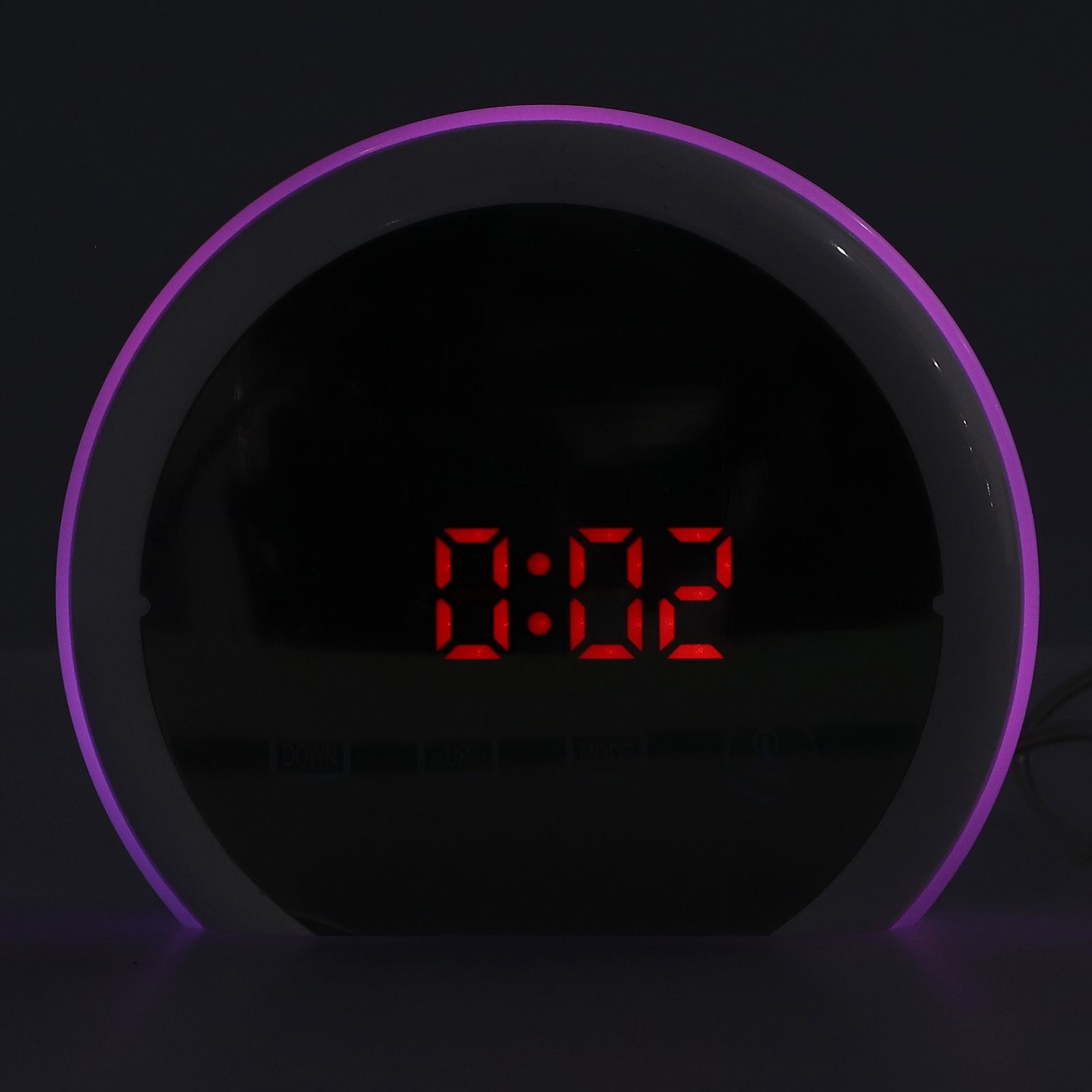 Digital LED Mirror Clock with 7 Color Lighting Snooze Alarm Clock Temperature Date Time DisplayRed Word V1294-YM0523-3115210213112