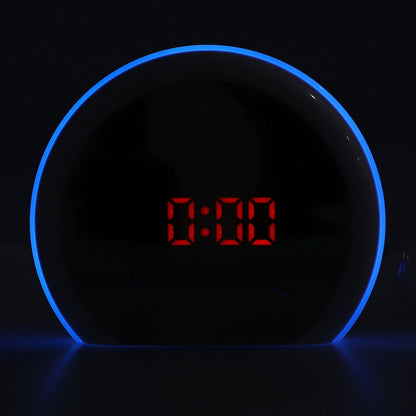 Digital LED Mirror Clock with 7 Color Lighting Snooze Alarm Clock Temperature Date Time DisplayRed Word V1294-YM0523-3115210213112