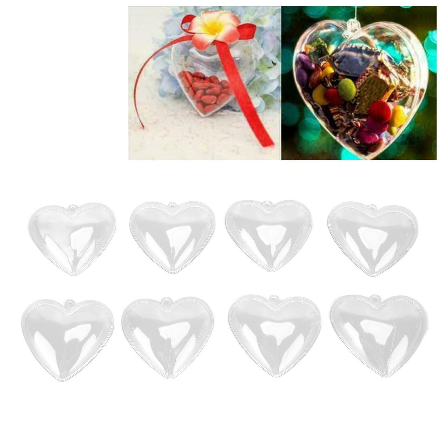 5Pcs Clear Fillable Ball Transparent Heart Shape Plastic Ornaments for DIY Crafts Christmas Tree BirthdayS V1294-YM0523-3115210213511