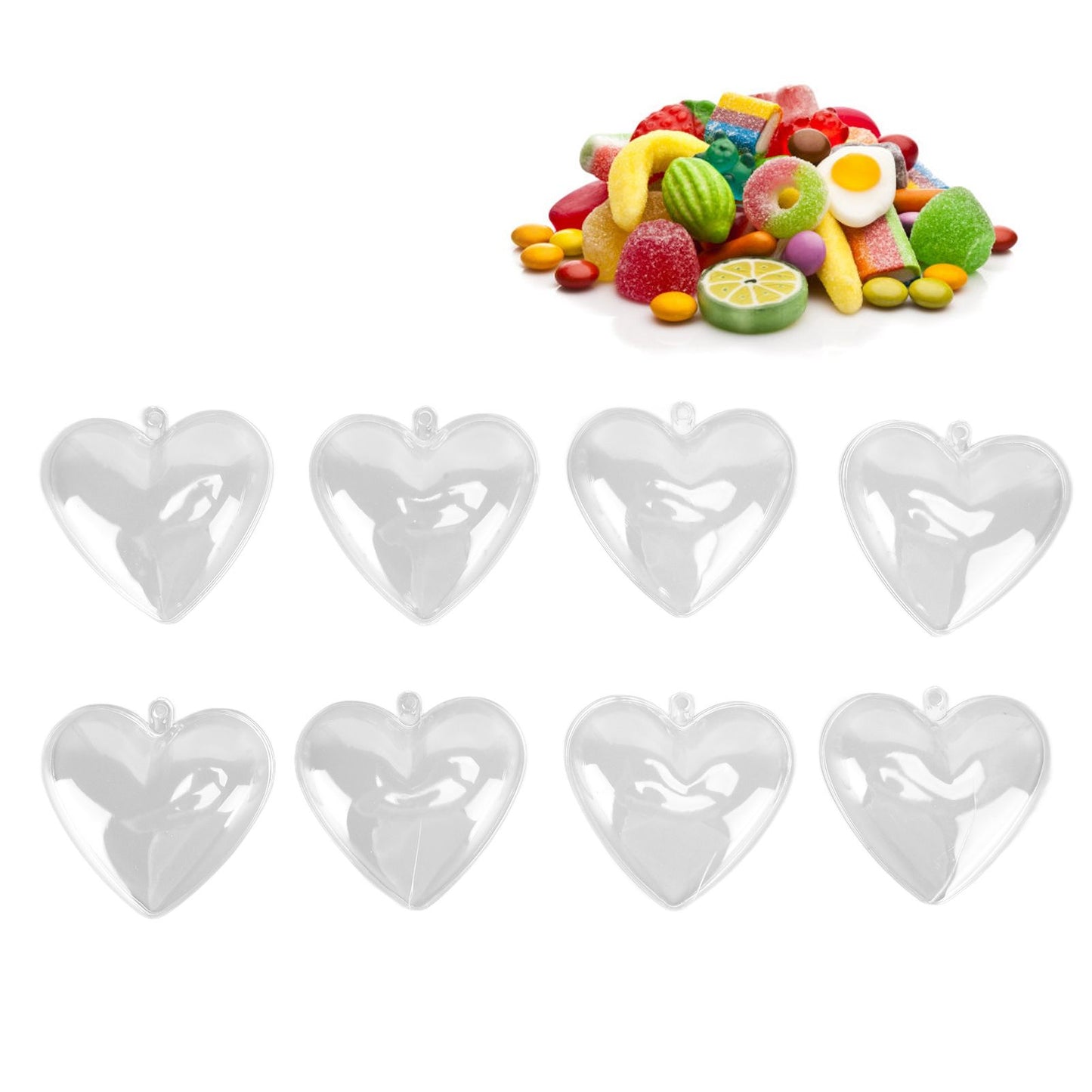 5Pcs Clear Fillable Ball Transparent Heart Shape Plastic Ornaments for DIY Crafts Christmas Tree BirthdayS V1294-YM0523-3115210213511
