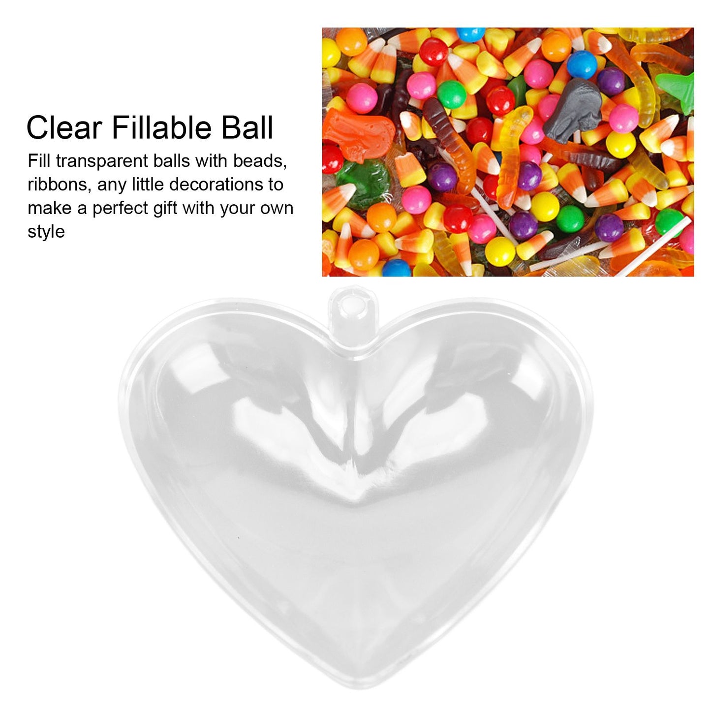 5Pcs Clear Fillable Ball Transparent Heart Shape Plastic Ornaments for DIY Crafts Christmas Tree BirthdayS V1294-YM0523-3115210213511