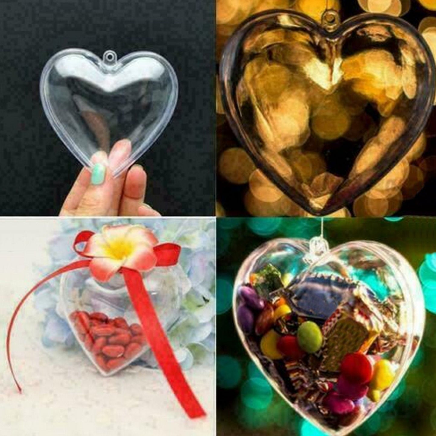 5Pcs Clear Fillable Ball Transparent Heart Shape Plastic Ornaments for DIY Crafts Christmas Tree BirthdayS V1294-YM0523-3115210213511