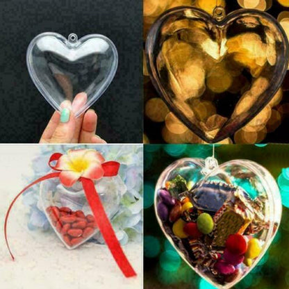 5Pcs Clear Fillable Ball Transparent Heart Shape Plastic Ornaments for DIY Crafts Christmas Tree BirthdayS V1294-YM0523-3115210213511