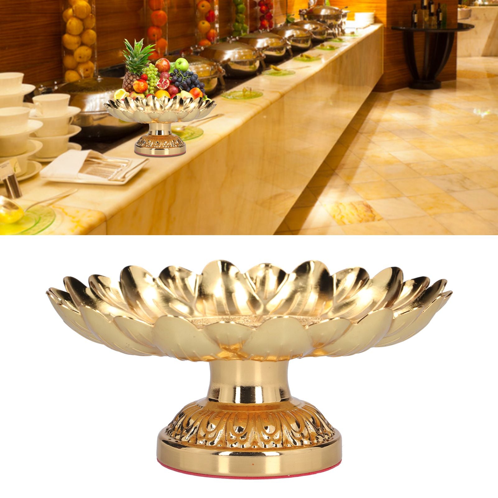 Fruit Tray Retro Style Flat Glossy Durable Alloy Decorative Plate for Temples Sacrifices Home Decoration V1294-YM0523-3115210216511