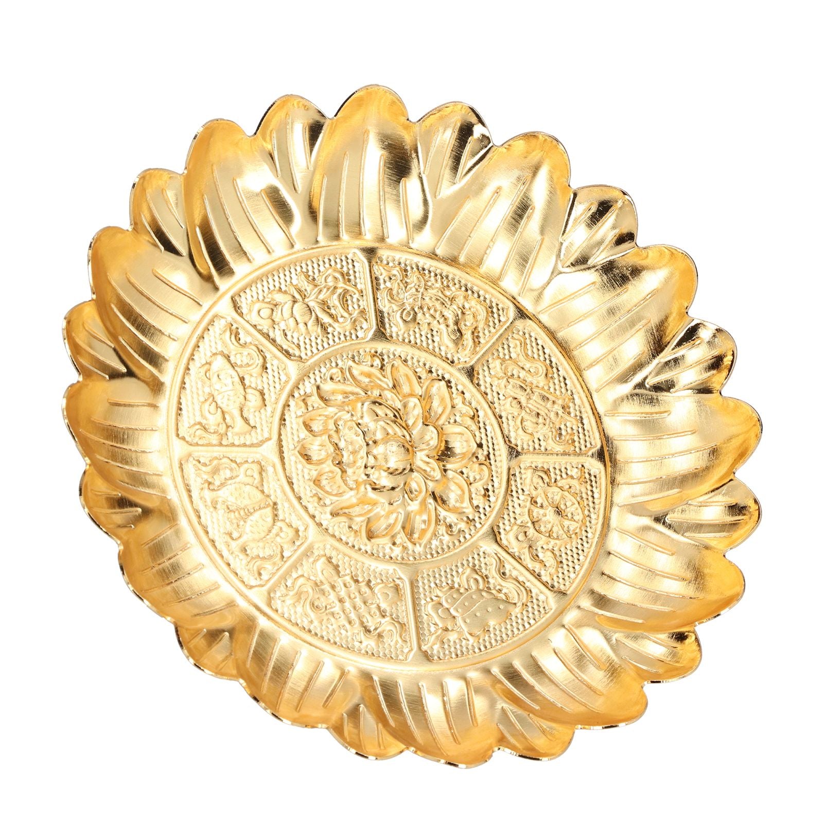 Fruit Tray Retro Style Flat Glossy Durable Alloy Decorative Plate for Temples Sacrifices Home Decoration V1294-YM0523-3115210216511