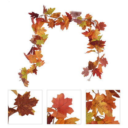 Decorative Artificial Maple Garland Fall Leaf Garland Decoration Thanksgiving Halloween Fake Maple VineTwo V1294-YM0523-3115210217312