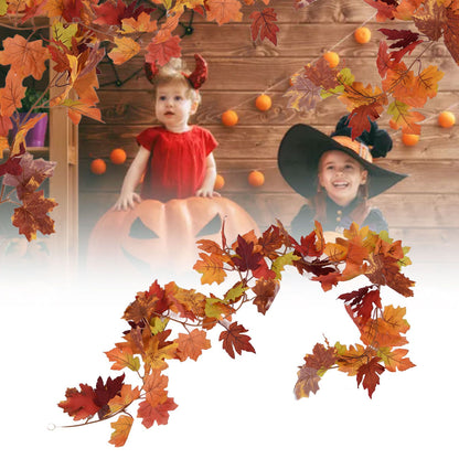Decorative Artificial Maple Garland Fall Leaf Garland Decoration Thanksgiving Halloween Fake Maple VineTwo V1294-YM0523-3115210217312