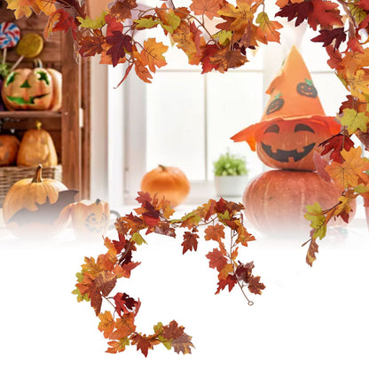 Decorative Artificial Maple Garland Fall Leaf Garland Decoration Thanksgiving Halloween Fake Maple VineTwo V1294-YM0523-3115210217312