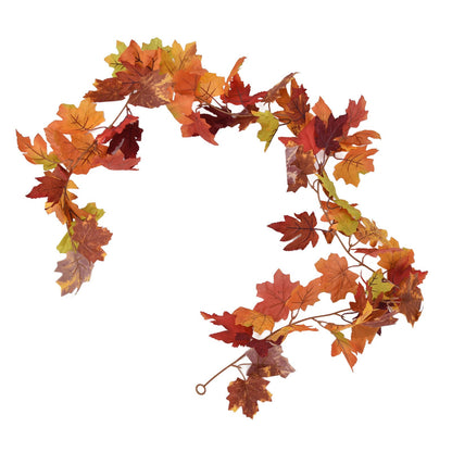 Decorative Artificial Maple Garland Fall Leaf Garland Decoration Thanksgiving Halloween Fake Maple VineTwo V1294-YM0523-3115210217312