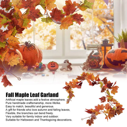 Decorative Artificial Maple Garland Fall Leaf Garland Decoration Thanksgiving Halloween Fake Maple VineTwo V1294-YM0523-3115210217312