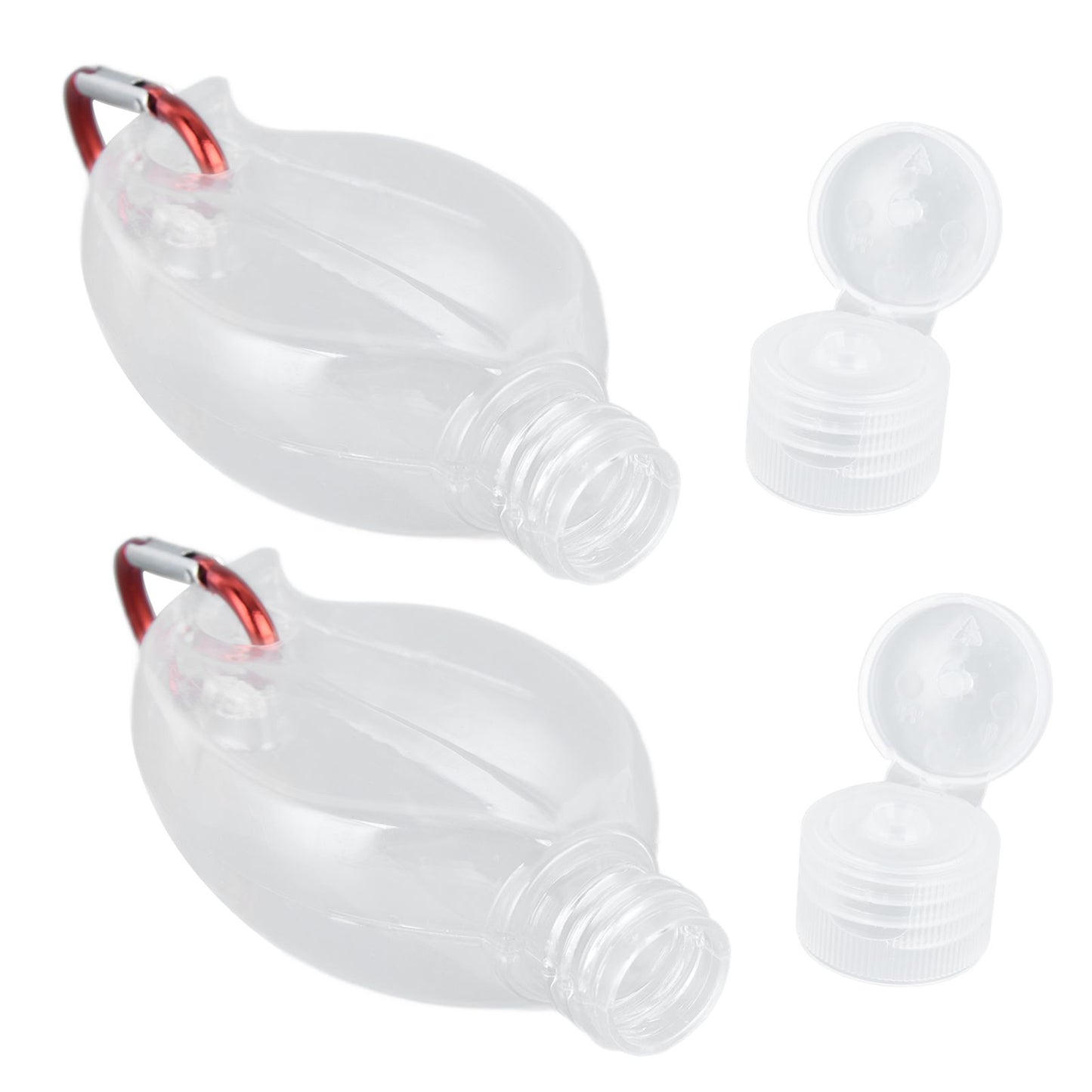 2Set 50ml Travel Bottle with Keychain Flip Cap Plastic Liquid Bottle Refillable Leakproof Transparent Squeeze V1294-YM0523-3115210217611