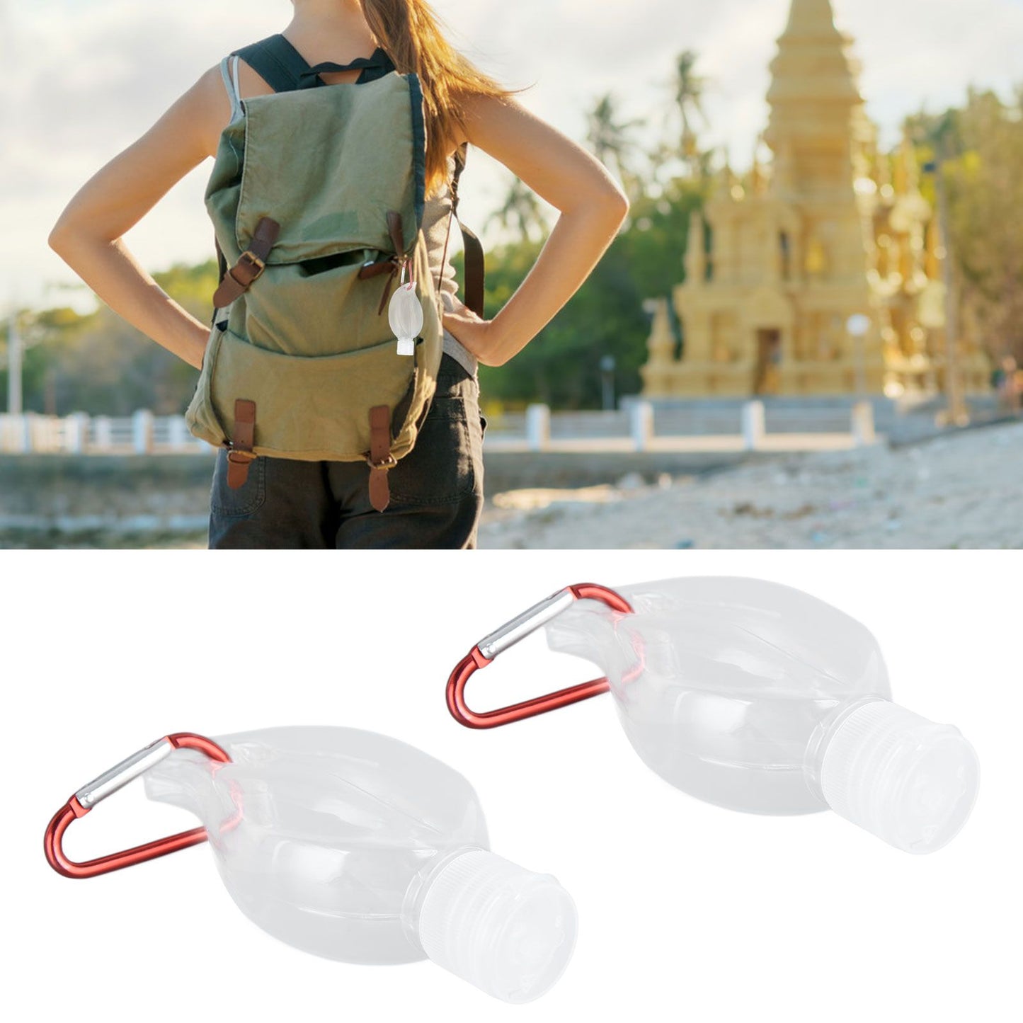 2Set 50ml Travel Bottle with Keychain Flip Cap Plastic Liquid Bottle Refillable Leakproof Transparent Squeeze V1294-YM0523-3115210217611