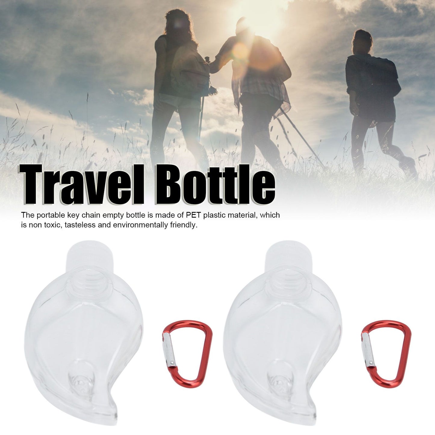 2Set 50ml Travel Bottle with Keychain Flip Cap Plastic Liquid Bottle Refillable Leakproof Transparent Squeeze V1294-YM0523-3115210217611