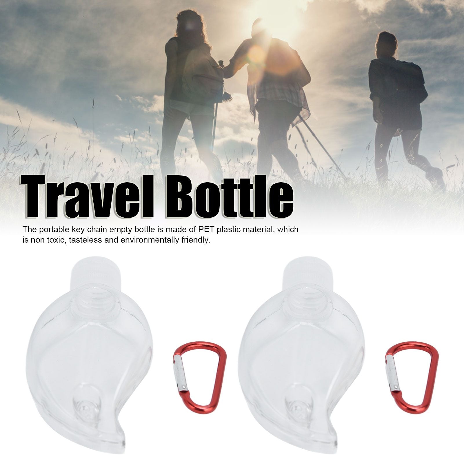 2Set 50ml Travel Bottle with Keychain Flip Cap Plastic Liquid Bottle Refillable Leakproof Transparent Squeeze V1294-YM0523-3115210217611